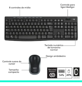 kit teclado mouse sem fio Logitech MK270