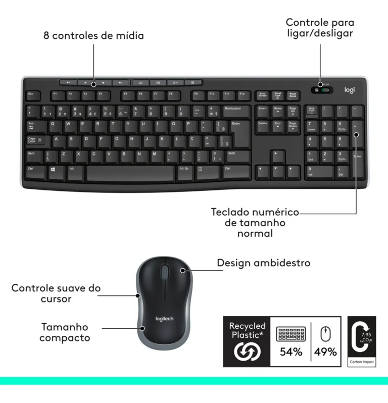 kit teclado mouse sem fio Logitech MK270